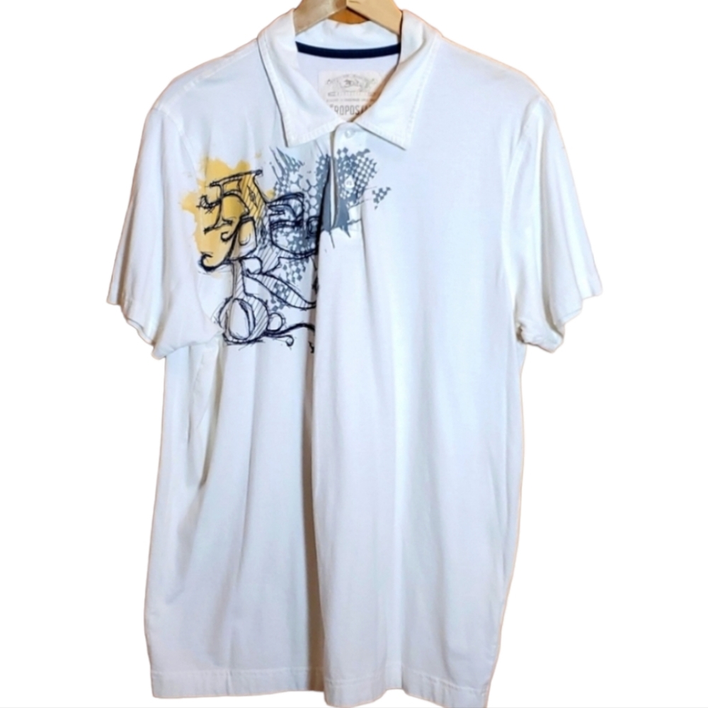 AEROPOSTALE XL/TG WHITE COTTON GRAFITI SHORT-SLEEVED SHIRT